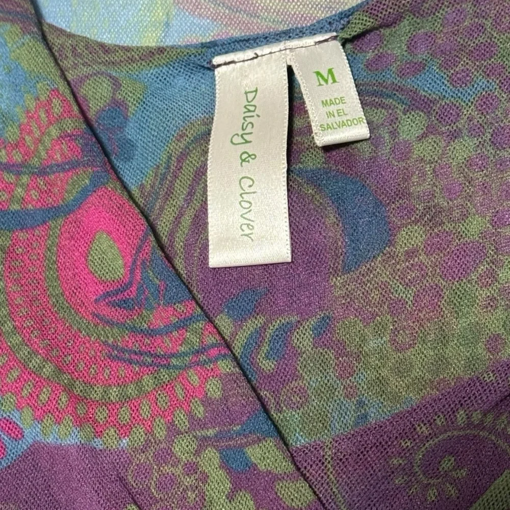 Boho wrap mesh tunic top by Daisy & Clover Y2K‎ Sz M babydoll psychedelic hippie - Picture 5 of 8